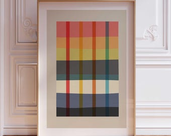 Gestreifte abstrakte Kunst DIGITAL - Moderne Wandkunst in warmen erdigen Farben