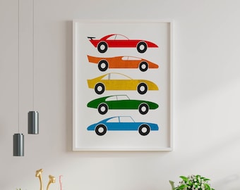 Colorful Kids Retro Car Art Print