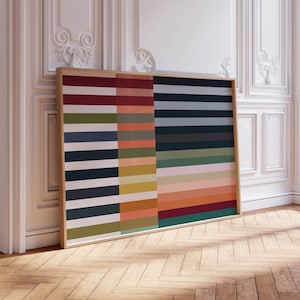 Impressão artística listrada colorida e brilhante - pôster abstrato moderno