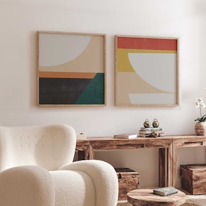 Set di 2 stampe artistiche quadrate Mid Century Modern