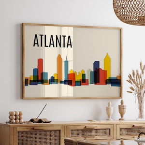 Colorful ATLANTA Skyline Wall Art Print