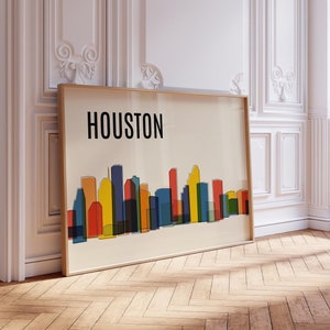 Colorful HOUSTON Skyline DIGITAL Art Print - Cool Travel Poster