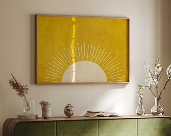 Modern Sun Art Print Contemporary Abstract Art Sun Desert Art Print Modern Art Print Yellow Sun Wall Decor Sunset Decor Large Sun Wall Art