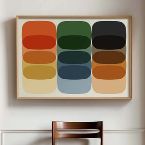 Digitaler Kunstdruck im Retro-Farbblock-Design – Moderne abstrakte Wandkunst