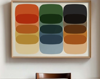 Impresión digital con bloques de color retro llamativos – Arte mural abstracto moderno