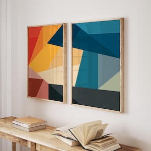 Set of 2 Modern Abstract Art Colorful Prints