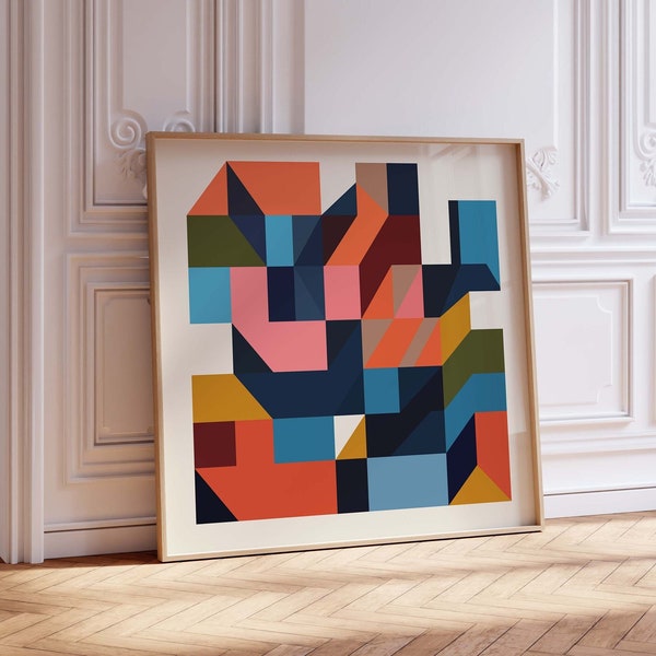 Colorful Geometric Statement Square Digital Print