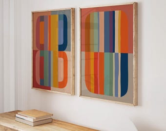Set of 2 Colorful Fun Abstract DIGITAL Posters