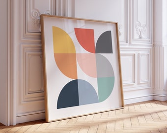 Modern Abstract Square Print Colorful Modern Art Scandinavian Art Print Scandi Decor Square Wall Art Abstract Fine Art Print Large Wall Art