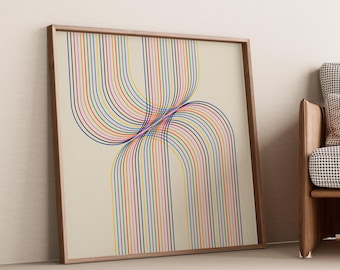Colorful Line Art Print – Boho Modern Square Print