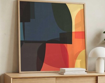 Fun Colorful Modern Square Abstract Art Print