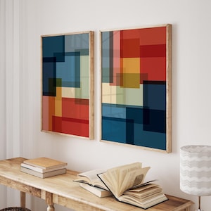 Set of 2 Bold Colorful Geometric Art Print Set