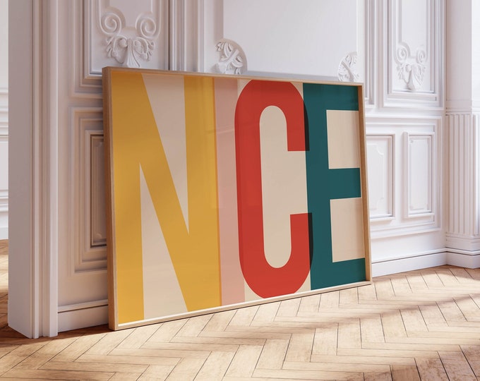 Colorful NICE Text DIGITAL Wall Art Print
