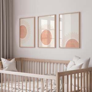Pink Nursery Decor Abstract Sun Prints