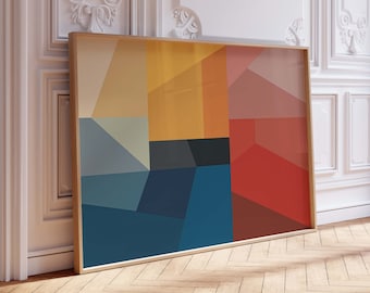 Lustiger geometrischer abstrakter Druck - bunte moderne DIGITALE Wandkunst