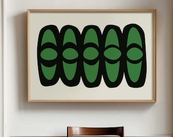 Impression NUMÉRIQUE abstraite scandinave verte audacieuse
