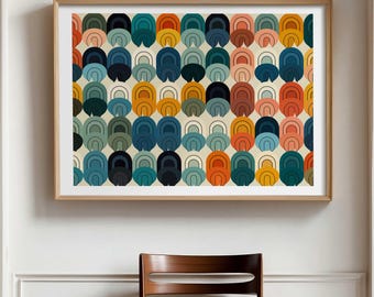 Colorful Mid Century Modern Pattern DIGITAL Wall Art Print