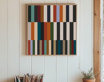 Bold Colorful Striped Geometric Print - DIGITAL Square Art