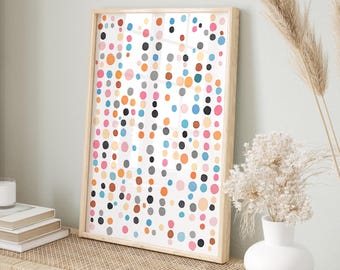 Colorful Polka Dot Print - Modern Watercolor DIGITAL Art