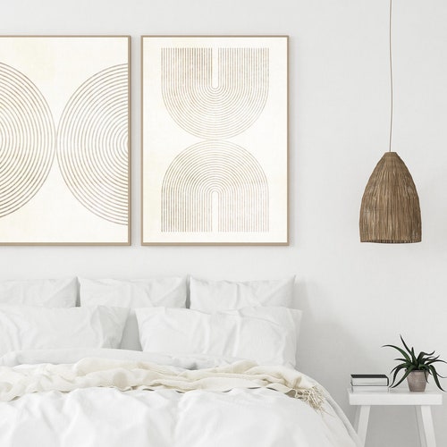 Abstract Wall Art Neutral Tones Mid Century Modern Wall Art Etsy