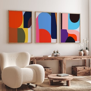 Bold Colorful Abstract Modern Art Set