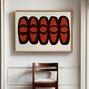 Cool Red Scandi Modern Abstract FRAMED Print