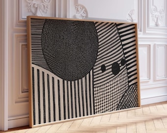 Black and White Line Art Illustration DIGITAL Print