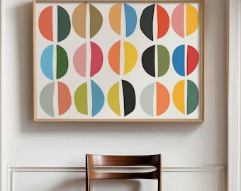 Colorful Mid Century Modern Shapes Print - Bright DIGITAL Abstract Art