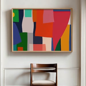 Impressão de arte de patchwork abstrata moderna e colorida