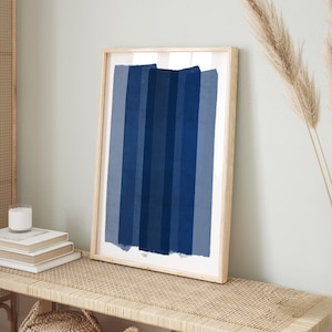 Bold Blue Brush Strokes DIGITAL Art Print - Modern Minimalist Decor