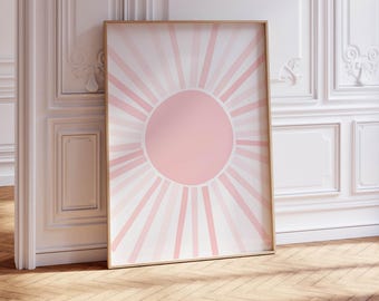 Cute Pink Sun Print - Girls Bedroom Digital Artwork - Etsy