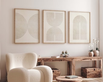 Set of 3 Neutral Mid Century Art Prints