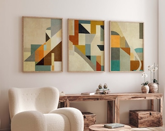 Set of 3 Earth Tones Textured Abstract DIGITAL Prints