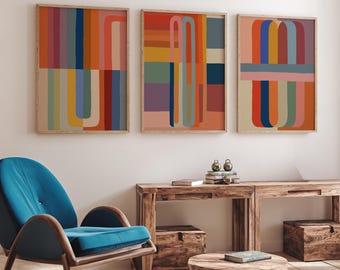 Set of 3 Colorful Fun Abstract DIGITAL Prints
