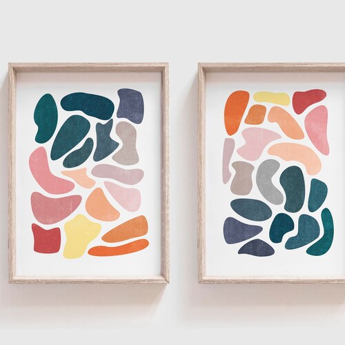 Colorful Abstract Watercolors Printable Wall Art Set of 2 for Etsy