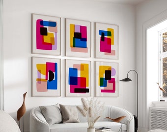 Cool Set of 6 Colorful Modern Abstract Digital Art Prints