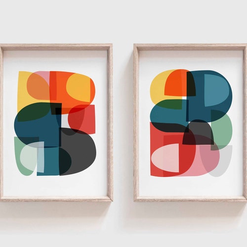 Abstract Home Decor Colorful Modern Art Set Large Wall Art Etsy
