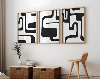 Black and White Painting, Set of 3 AND Large Printable Wall Art ...