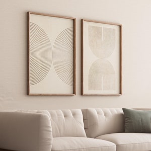 Set of 2 Boho Neutral Mid Century Prints