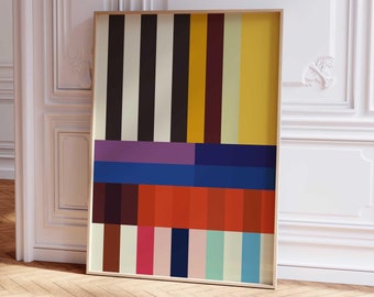 Bold Abstract Stripe Print - Color Block Modern DIGITAL Wall Art