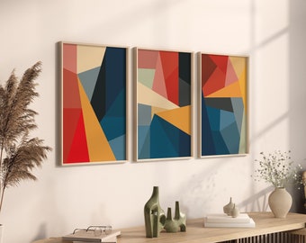 Abstract Color Block Wall Art, Set of 3 Home Decor Set of Wall Art Prints Modern Colorful Wall Art, Abstract Print Set Modern Minimalist Art
