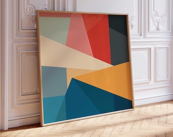 Bold Geometric Abstract Print - Colorful DIGITAL Modern Wall Art in Retro Tones