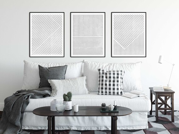 Set of 3 Prints Printable Artwork Black and White Art | Etsy