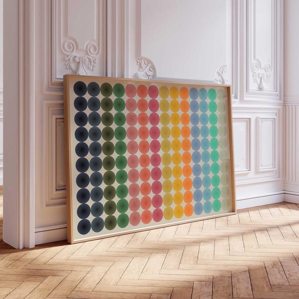 Lámina artística enmarcada con divertidos círculos de colores