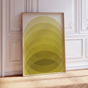 Yellow Mid Century Wall Art – Minimal Abstract Gradient Printable, Retro Modern Sun-Inspired Digital Download