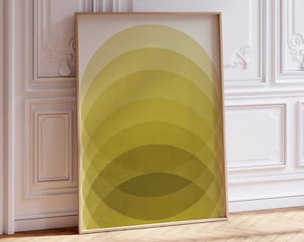 Arte digital para pared con círculos amarillos