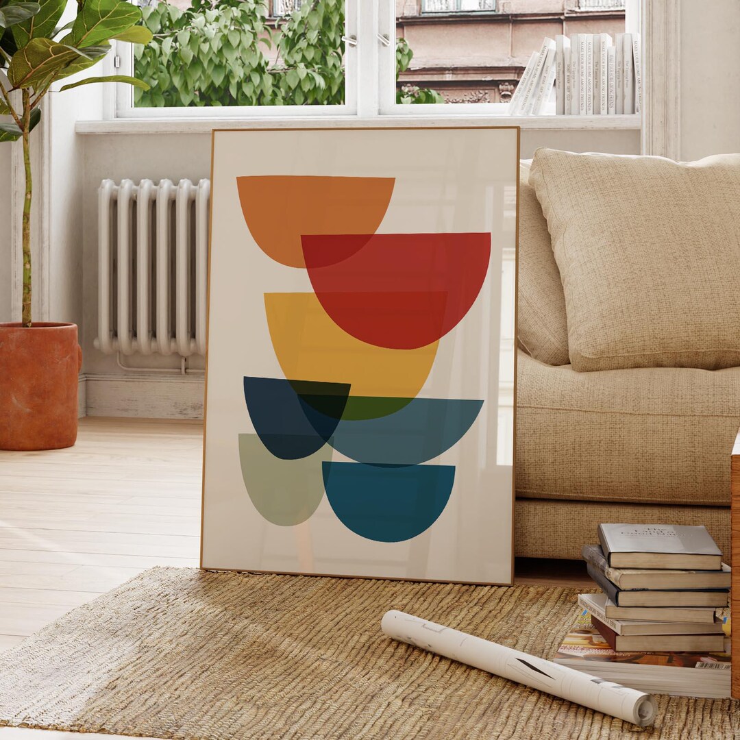 Mid Century Modern Digitaldruck Geometrische Wandkunst In Retro mid-century-modern-digitaldruck-geometrische-wandkunst-in-retro