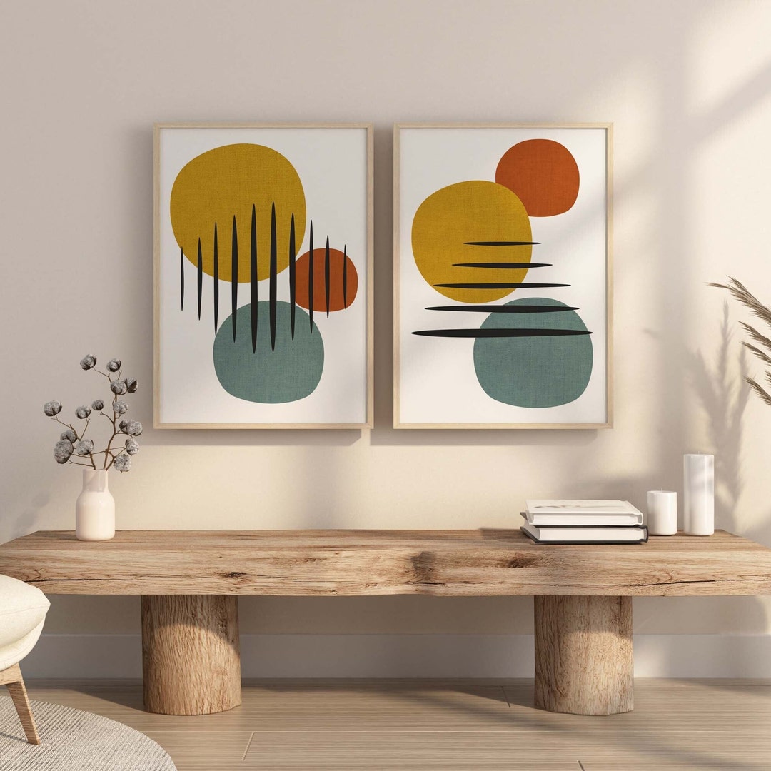 Set of 2 Mid Century Modern Art Prints - Etsy