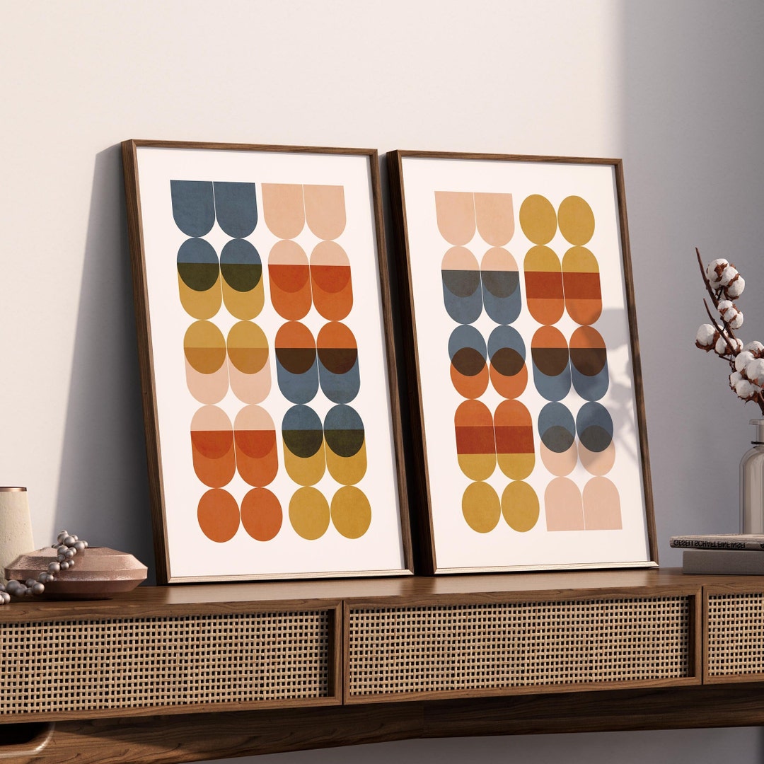 Mid century modern art print set. main image 1