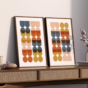 Set of 2 Mid Century Modern Prints - Retro Colorful Set